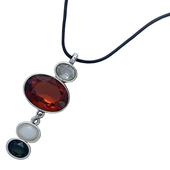Auth SWAROVSKI - Orange Clear Multi Swarovski Crystal Chemical Fiber Necklace - Picture 1 of 4